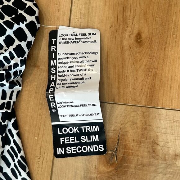 NWT Trimshaper Tankini V-Neck Top Black/White Size 10 - Picture 8 of 12